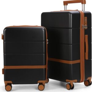 2 Piece Luggage Set with TSA Lock, 20/24 Inch Hardshell Suitcase with Silent Spinner Wheels Lightweight Carry on Luggage Travel Checked Luggage with Double Explosion-Proof Zippers